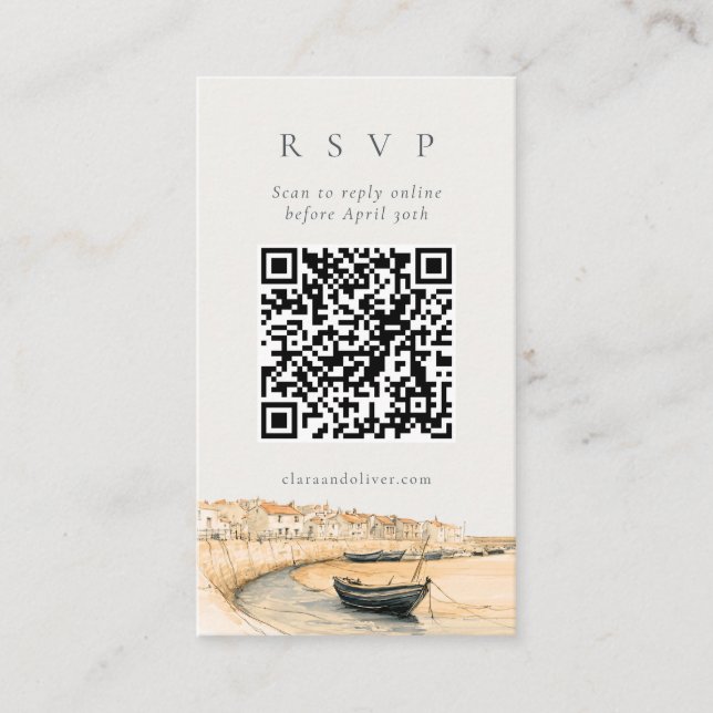 D'accompagnement Carte de réponse de mariage avec code QR pour le p (Devant)
