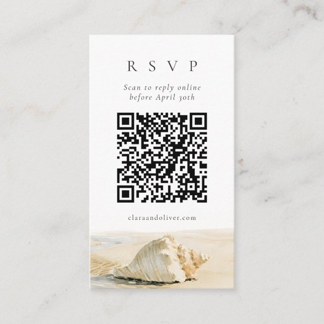 D'accompagnement Carte de réponse de mariage avec code QR Shell Cre (Devant)