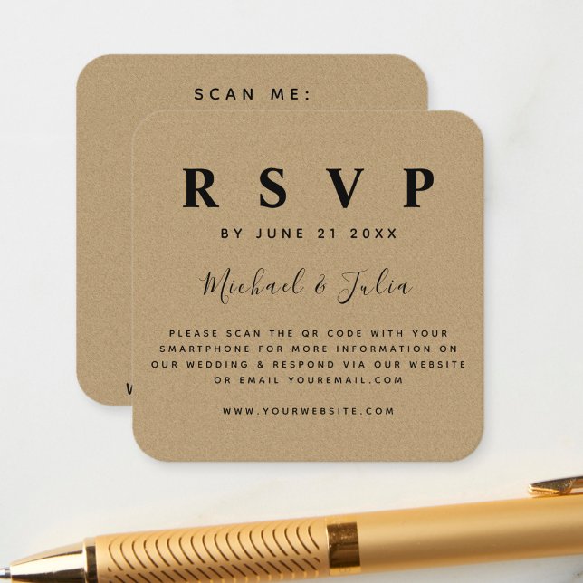 D'accompagnement Carte de réponse de mariage avec code QR sur papie (Créateur téléchargé)