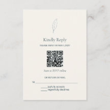 Carte de réponse de mariage avec QR Code Olive Bra