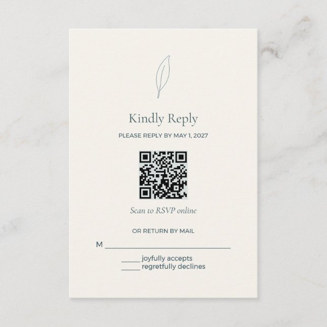 D'accompagnement Carte de réponse de mariage avec QR Code Olive Bra (Devant)