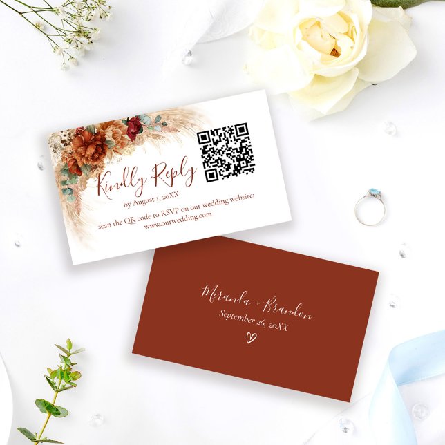 D'accompagnement Carte de réponse de mariage bohème avec QR code et (Créateur téléchargé)
