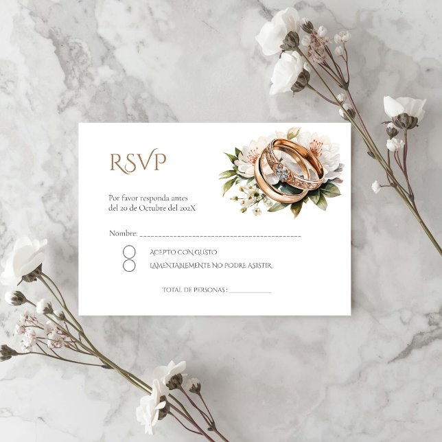 D'accompagnement Carte de réponse de mariage bohème espagnol (Créateur téléchargé)