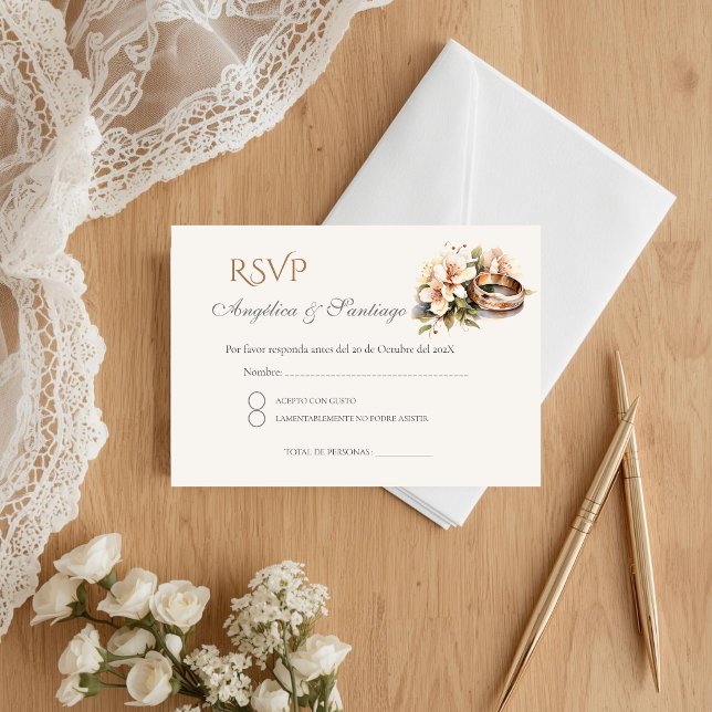 D'accompagnement Carte de réponse de mariage bohème espagnol (Créateur téléchargé)