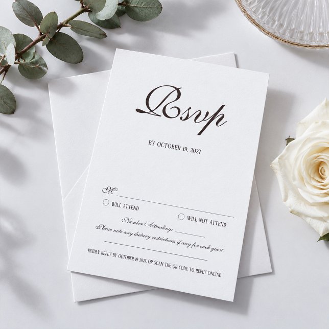 D'accompagnement Carte de réponse de mariage classique marron (Créateur téléchargé)