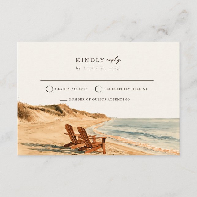 D'accompagnement Carte de réponse de mariage coucher de soleil côti (Devant)