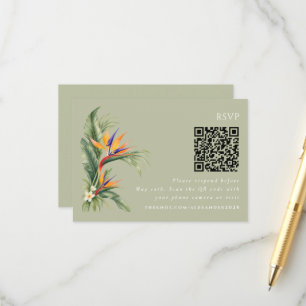 D'accompagnement Carte de réponse de mariage de plage avec code QR