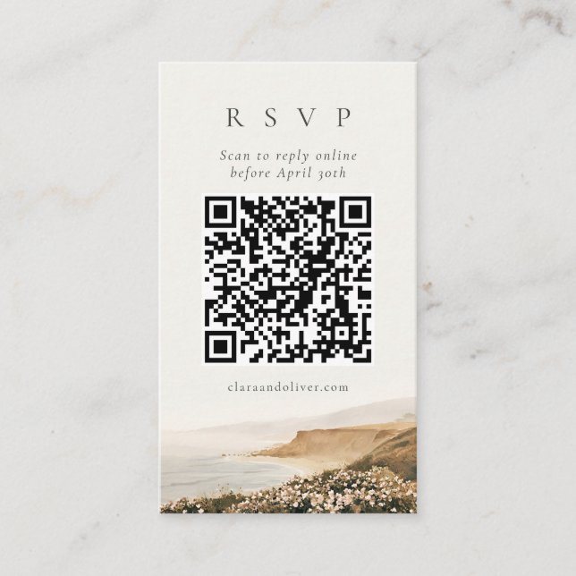 D'accompagnement Carte de réponse de mariage de plage avec code QR  (Devant)