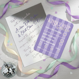 D'accompagnement Carte de réponse de mariage disco violet tendance
