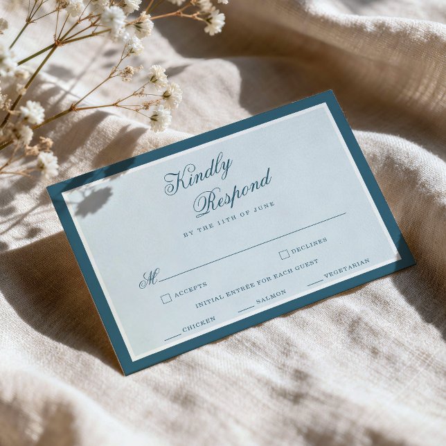 D'accompagnement Carte de réponse de mariage élégante à rayure bleu (Créateur téléchargé)