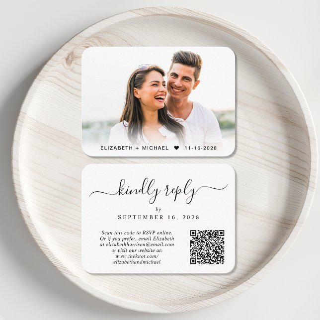D'accompagnement Carte de réponse de mariage élégante avec code QR  (Our user-friendly template will generate your QR code automatically from your website address)