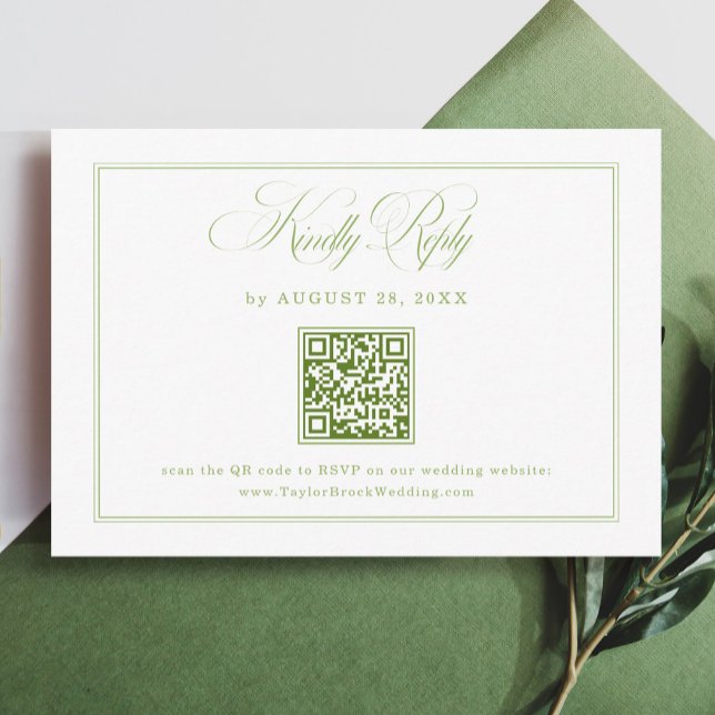 D'accompagnement Carte de réponse de mariage élégante blanche et ve (Créateur téléchargé)