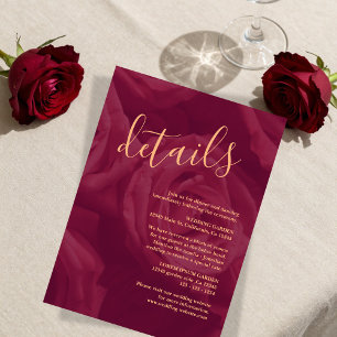 D'accompagnement Carte de réponse de mariage élégante bordeaux et o