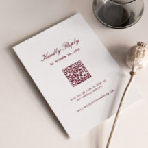 Carte de réponse de mariage élégante crème et burg