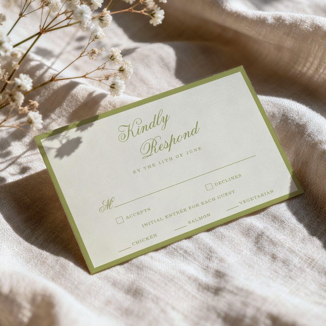 D'accompagnement Carte de réponse de mariage en calligraphie vert o (Créateur téléchargé)