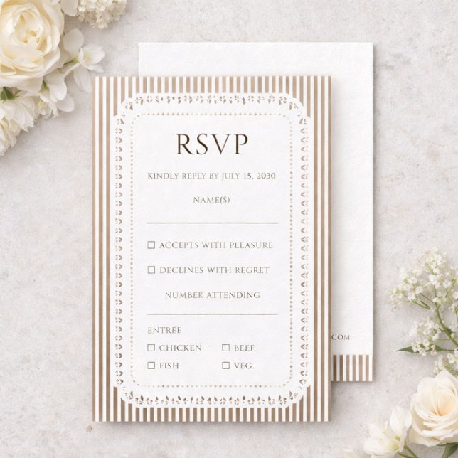 D'accompagnement Carte de réponse de mariage en dentelle à rayures  (Créateur téléchargé)