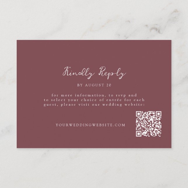 D'accompagnement Carte de réponse de mariage en ligne avec QR Code  (Dos)