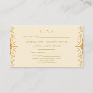 D'accompagnement Carte de réponse de mariage Floral Jaune Sunshine