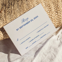 Carte de réponse de mariage ivoire et bleu marine
