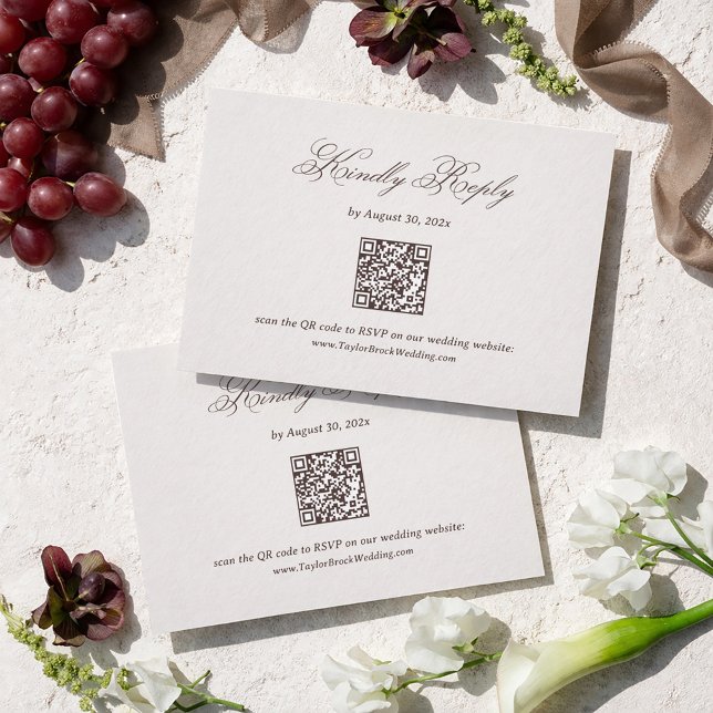 D'accompagnement Carte de réponse de mariage Ivoire et Marron Code  (Créateur téléchargé)