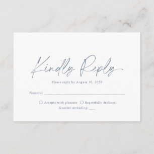 D'accompagnement Carte de réponse de mariage minimaliste bleu pouss