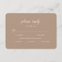 Carte de réponse de mariage minimaliste script Boh