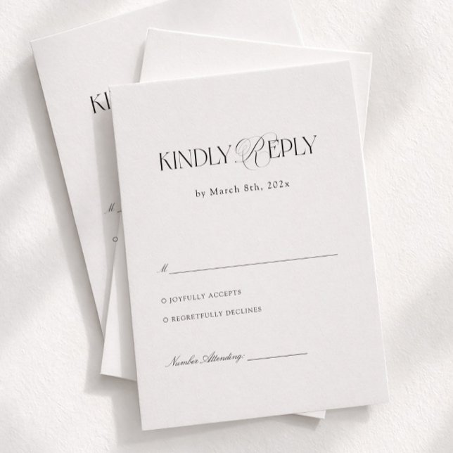D'accompagnement Carte de réponse de mariage moderne noir et blanc (Créateur téléchargé)