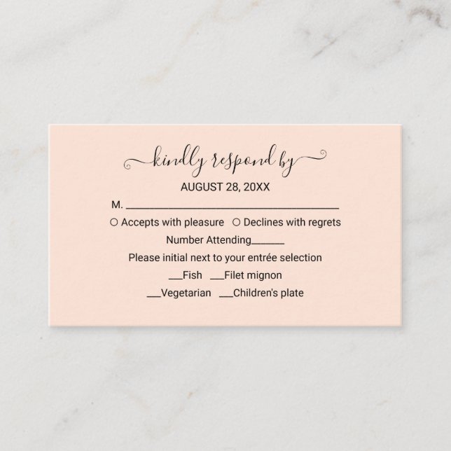 D'accompagnement Carte de réponse de mariage Monogram Peach Rose (Devant)