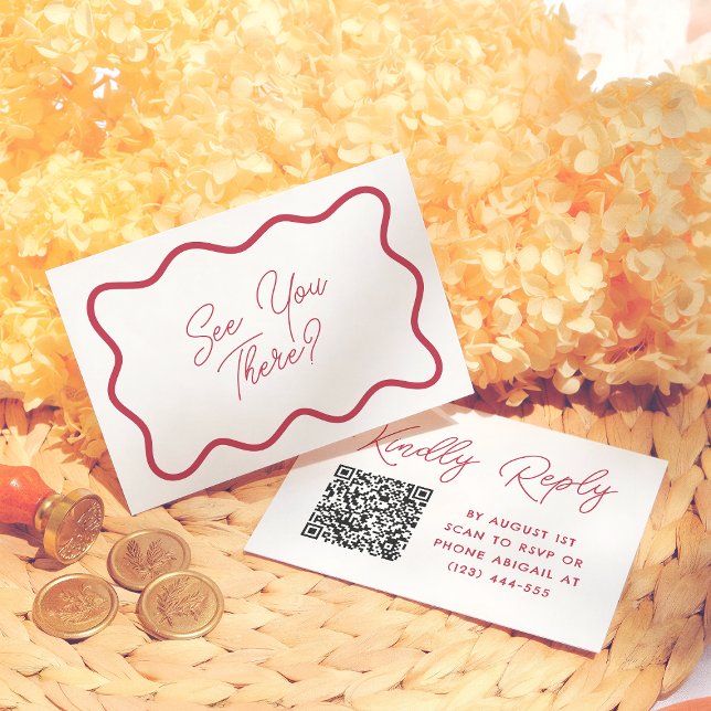 D'accompagnement Carte de réponse de mariage QR Code Cadre ondulé R (Créateur téléchargé)