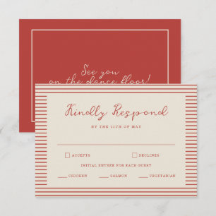 D'accompagnement Carte de réponse de mariage rayée rouge tomate