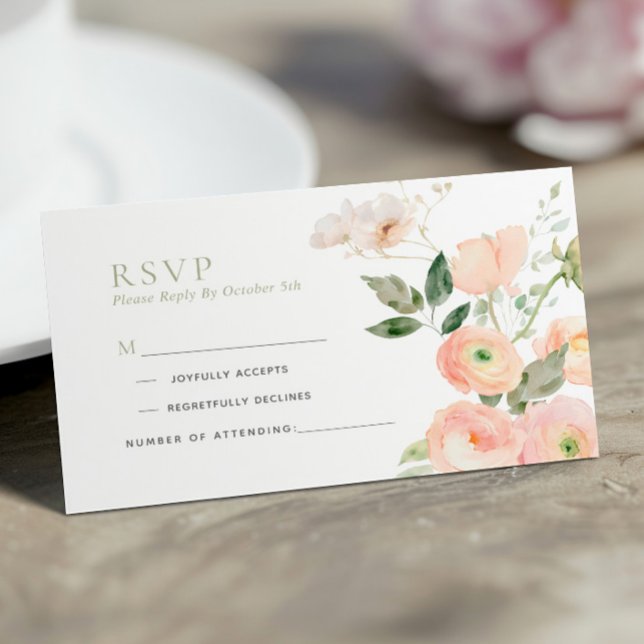 D'accompagnement Carte de réponse de mariage rose pâle et vert saug (Créateur téléchargé)