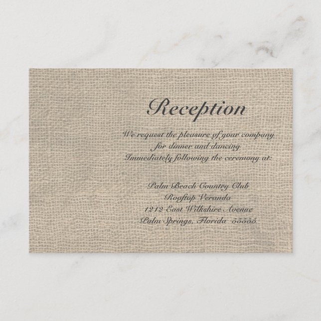D'accompagnement Carte de réponse de mariage rustique en toile de j (Devant)