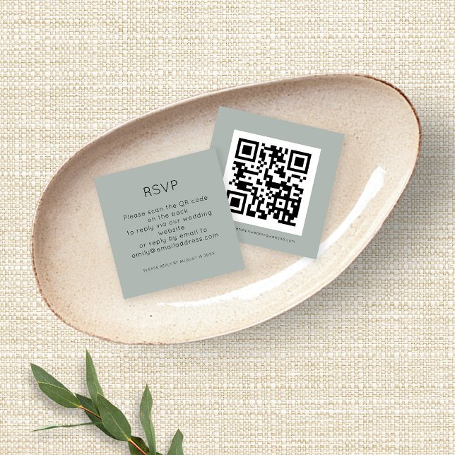 D'accompagnement Carte de réponse de mariage Vert Sauge Argent avec (Créateur téléchargé)