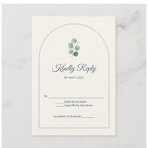 Carte de réponse de mariage voûtée à la sauge et à