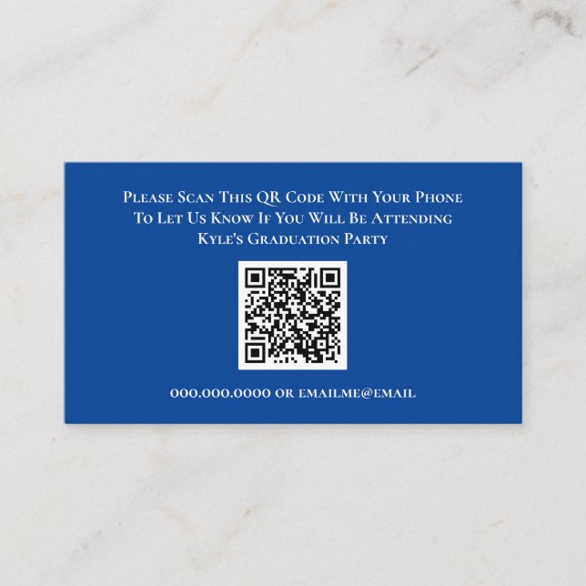 D'accompagnement Carte de réponse du code QR du RSVP bleu de diplôm (Devant)
