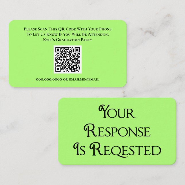 D'accompagnement Carte de réponse du code QR RSVP (Devant / Derrière)