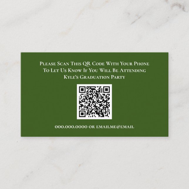 D'accompagnement Carte de réponse du code QR RSVP blanc vert (Devant)