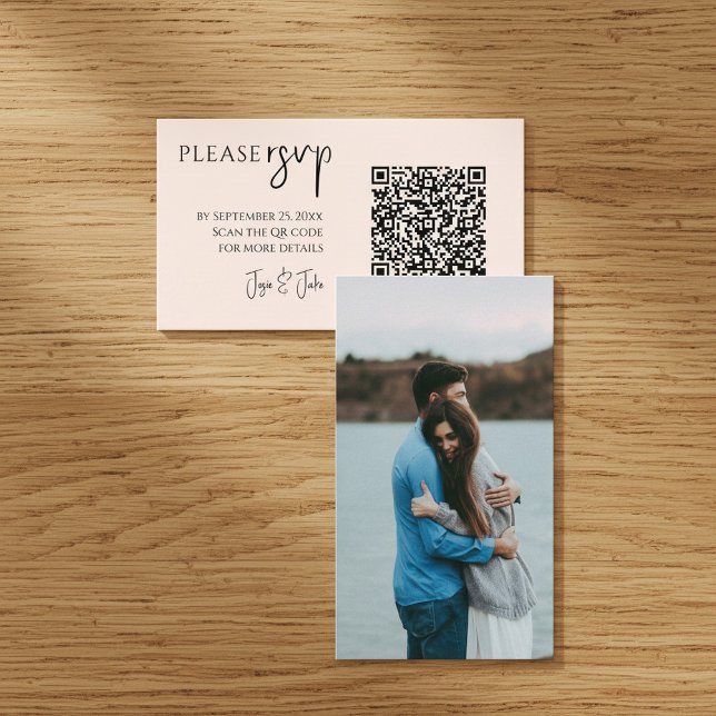 D'accompagnement Carte de réponse élégante avec votre photo et code (Stylish RSVP Card with Your Photo and QR Code)