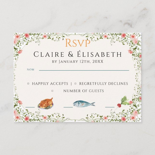 D'accompagnement Carte de réponse élégante pour mariage (Devant)