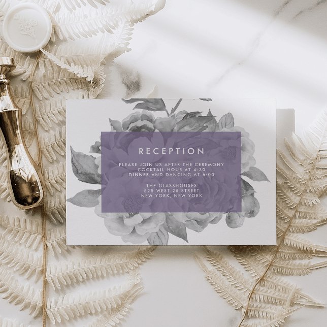 D'accompagnement Carte de réponse florale vintage | Violet (Créateur téléchargé)