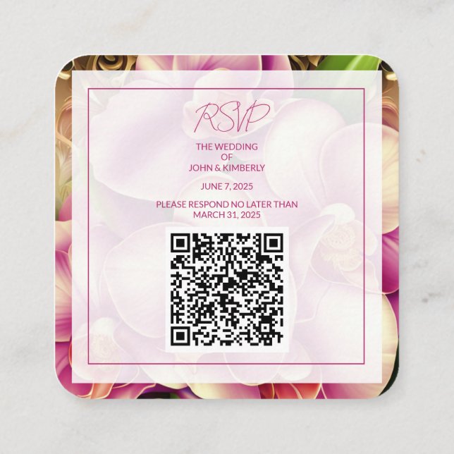 D'accompagnement Carte de réponse incluse avec QR code pour mariage (Dos)