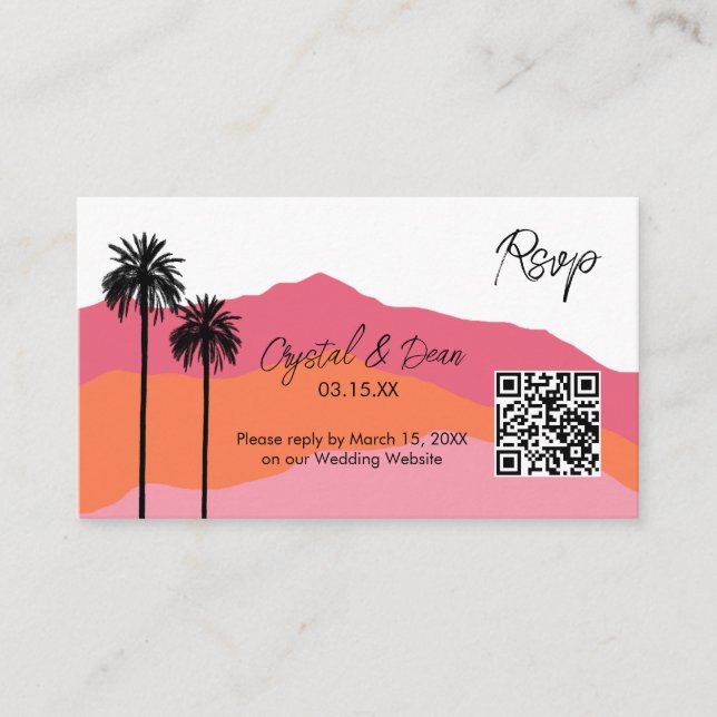 D'accompagnement Carte de réponse incluse Palm Modern (rose) (Devant)