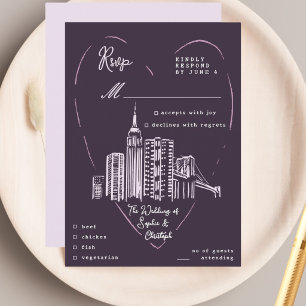 D'accompagnement Carte de réponse incluse pour mariage à New York C