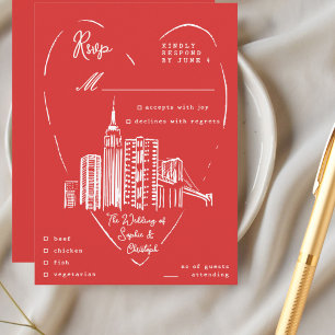 D'accompagnement Carte de réponse incluse pour mariage à New York C