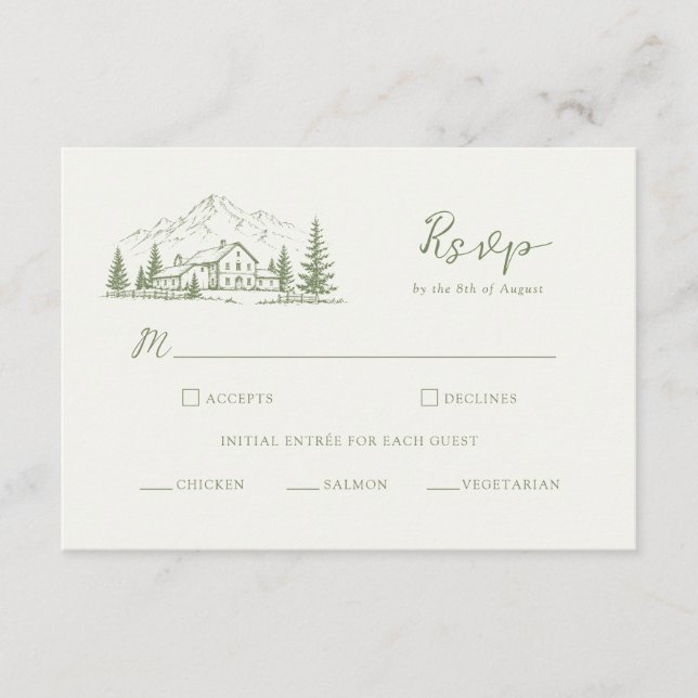 D'accompagnement Carte de réponse incluse pour mariage à Sage Mount (Devant)