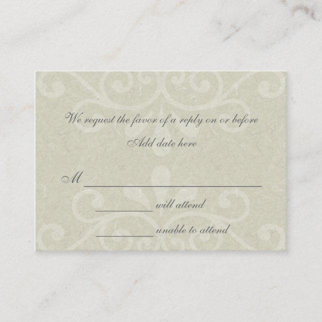 D'accompagnement Carte de réponse Mariage de défilement gris (Devant)