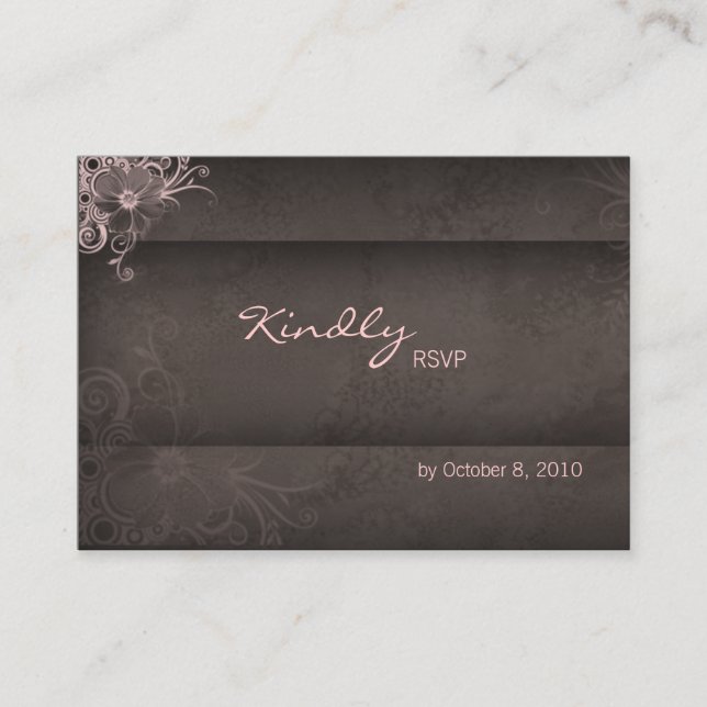 D'accompagnement Carte de réponse mariage rose brun (Devant)