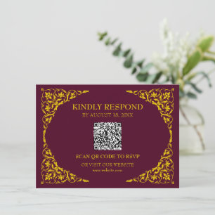 D'accompagnement Carte de réponse QR Burgundy profonde