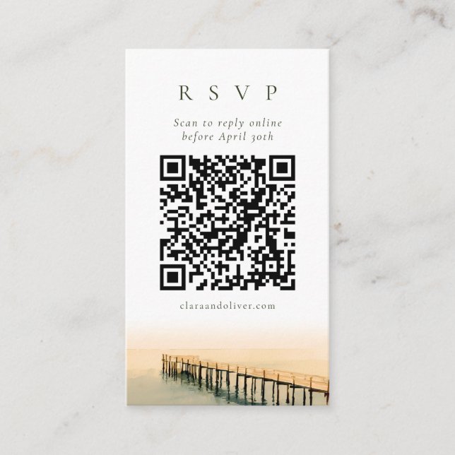 D'accompagnement Carte de réponse QR Code à l'aquarelle ensoleillée (Devant)