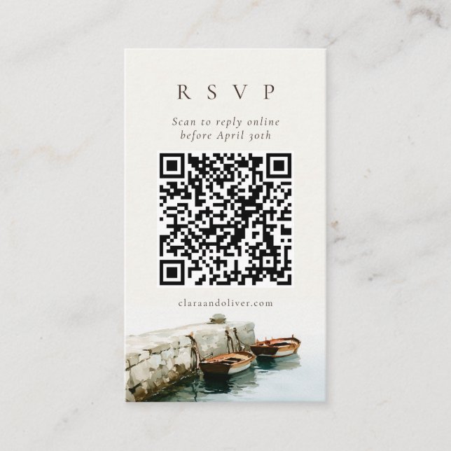 D'accompagnement Carte de réponse QR Code Bateau de pêche en bois C (Devant)